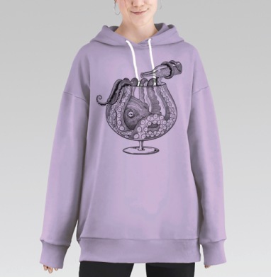 Осьминог в бокале: сюрреализм и ирония, Hoodie Long Oversize Fiolet