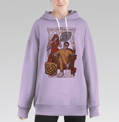Ироничная Ар-нуво Илюстрация «Кризис 2020», Hoodie Long Oversize Fiolet