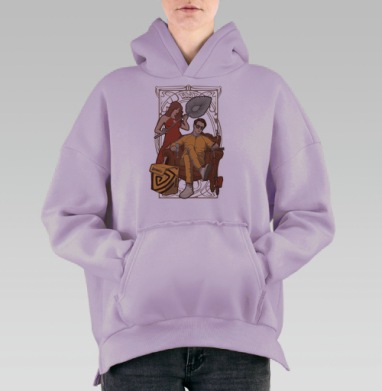 Ироничная Ар-нуво Илюстрация «Кризис 2020», Hoodie Oversize Fiolet, утепленная