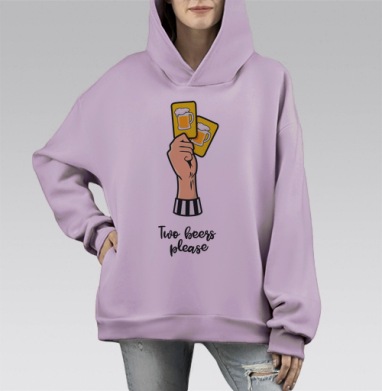 Футбольный судья с пивными карточками, Hoodie Mono Fiolet, оверсайз, утепленная
