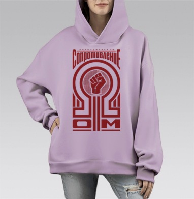 Энергия Электрического Сопротивления в Конструктивизме, Hoodie Mono Fiolet, оверсайз, утепленная