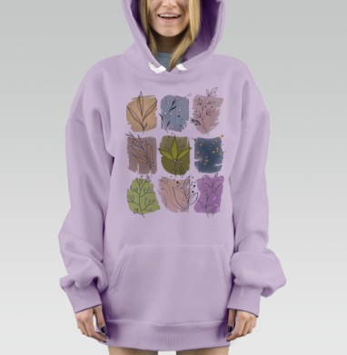 Минималистичные ботанические акварельные панели, Hoodie Mjhigh Dig Mel, Fiolet, утепленная