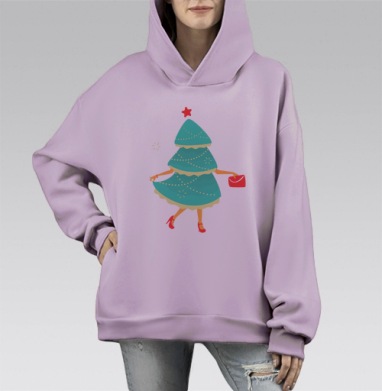 Елка-Красавица, Hoodie Mono Fiolet, оверсайз, утепленная