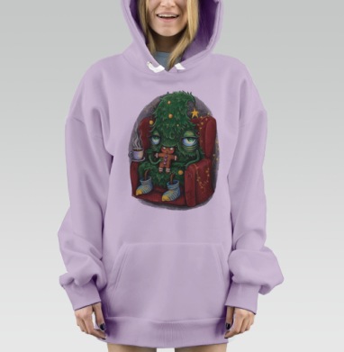 Усталая ёлка в кресле с пряничным человечком, Hoodie Mjhigh Dig Mel, Fiolet, утепленная
