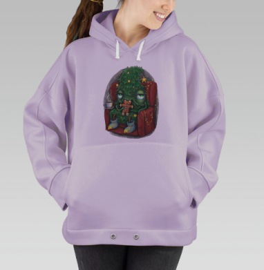 Усталая ёлка в кресле с пряничным человечком, Hoodie Oversize Fiolet