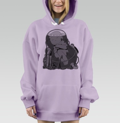 Эмбрион в футуристической капсуле, Hoodie Mjhigh Dig Mel, Fiolet, утепленная