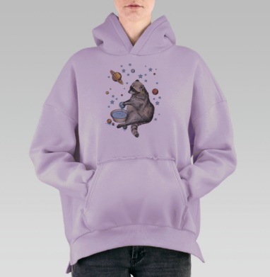 Енот-космический хранитель планеты, Hoodie Oversize Fiolet, утепленная