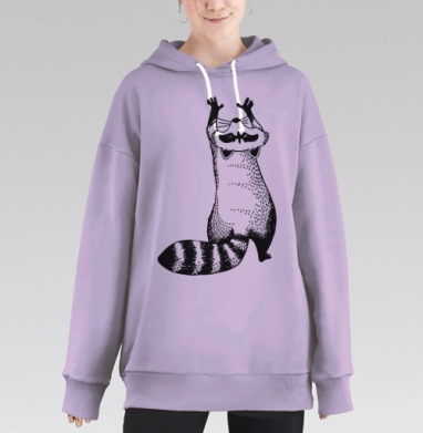 Игривые еноты в динамическом взаимодействии, Hoodie Long Oversize Fiolet