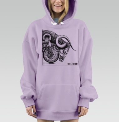 Мощь быка и мотоцикла — черно-белая иллюстрация, Hoodie Mjhigh Dig Mel, Fiolet, утепленная