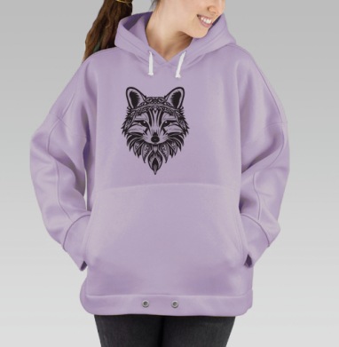 Графическая лиса — символ мудрости и силы, Hoodie Oversize Fiolet