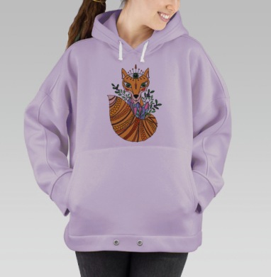 Мистическая Лиса с Третьим Глазом — Духовное Проводник, Hoodie Oversize Fiolet