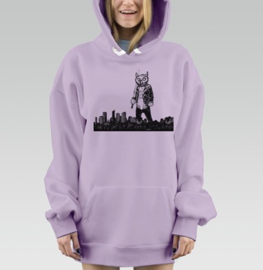 Гигантский бунтарский совенок с катаной, Hoodie Mjhigh Dig Mel, Fiolet, утепленная