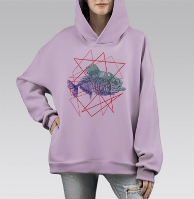 Fish, Hoodie Mono Fiolet, оверсайз, утепленная