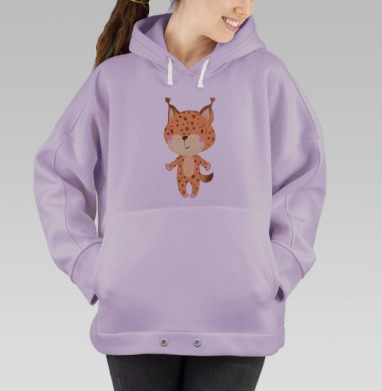 Милый рыже-коричневый лисенок с пятнами, Hoodie Oversize Fiolet