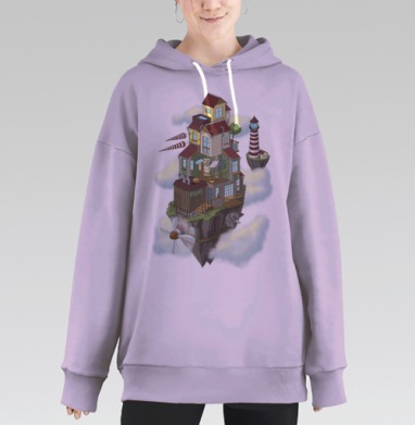 Flying house, Hoodie Long Oversize Fiolet
