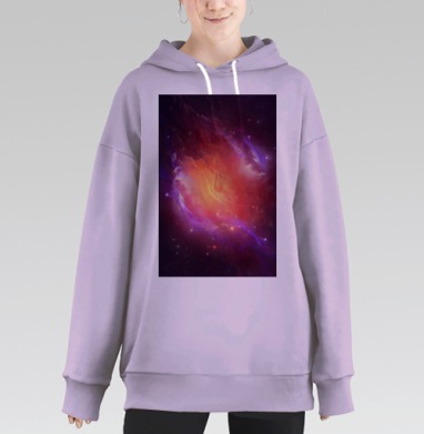 Величественная космическая туманность с пульсацией, Hoodie Long Oversize Fiolet
