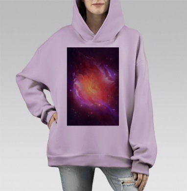 Величественная космическая туманность с пульсацией, Hoodie Mono Fiolet, оверсайз, утепленная