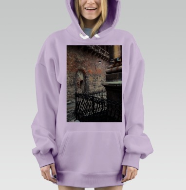 Мрачная улочка старого города с атмосферой тайны, Hoodie Mjhigh Dig Mel, Fiolet, утепленная