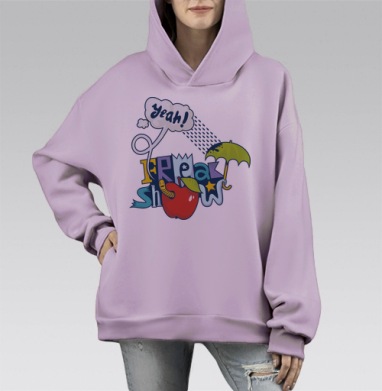 Freak Show, Hoodie Mono Fiolet, оверсайз, утепленная