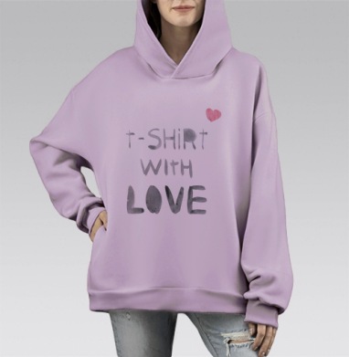Футболка с любовью, Hoodie Mono Fiolet, оверсайз, утепленная
