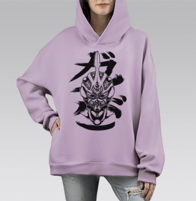 Гайвер 1, Hoodie Mono Fiolet, оверсайз, утепленная