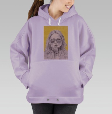 Девушка с воздушным поцелуем в солнечных очках, Hoodie Oversize Fiolet