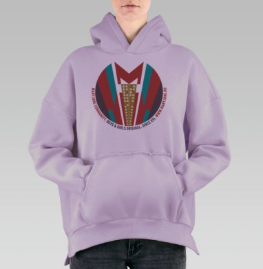 Геометрическая стильная буква М с яркими цветами на фоне mary jane community boys girls original, Hoodie Oversize Fiolet, утепленная