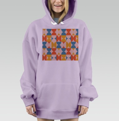 Геометрический паттерн в стиле Mid-Century Modern, Hoodie Mjhigh Dig Mel, Fiolet, утепленная
