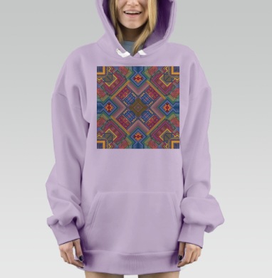 Сложная симметричная мандала в пиксельном стиле, Hoodie Mjhigh Dig Mel, Fiolet, утепленная