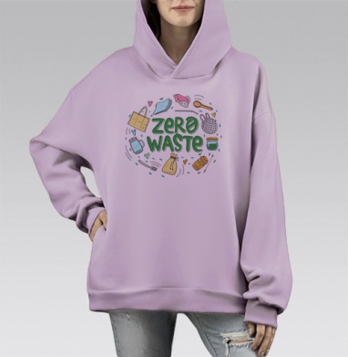 Экологичный коллаж zero waste с яркими акцентами, Hoodie Mono Fiolet, оверсайз, утепленная