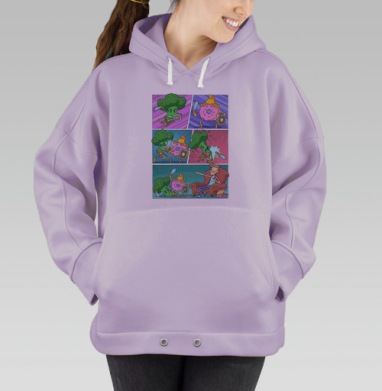 Комический Бой Брокколи и Пончика, Hoodie Oversize Fiolet