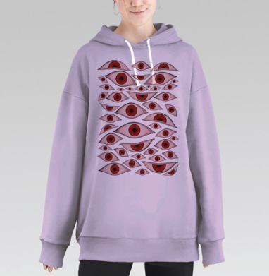 Множество глаз с красными радужками, Hoodie Long Oversize Fiolet