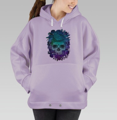 Череп с птичьим гнездом и цветами, Hoodie Oversize Fiolet