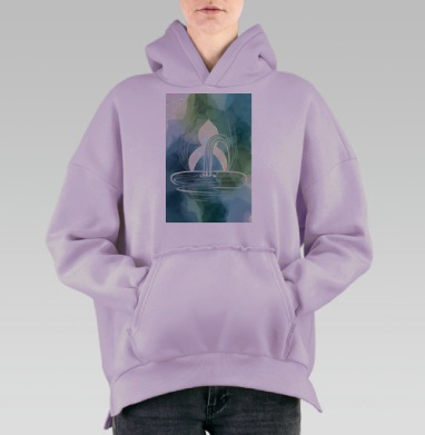 Голубой Зеленый Водный Источник умиротворяющего спокойствия, Hoodie Oversize Fiolet, утепленная