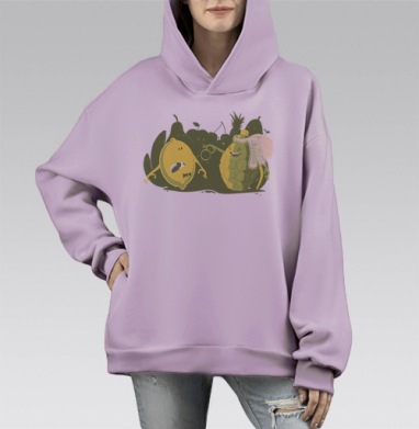 Граната Невеста предлагает лимону кольцо в бабочке, Hoodie Mono Fiolet, оверсайз, утепленная