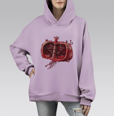 Гранатовый замок: магический внутренний мир, Hoodie Mono Fiolet, оверсайз, утепленная