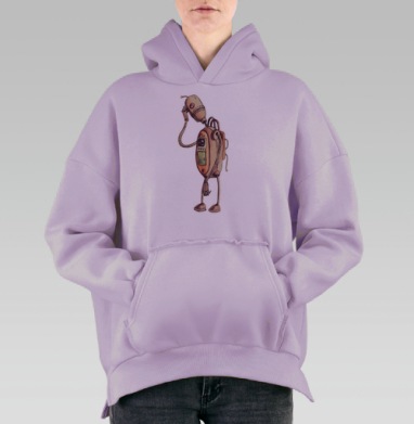 Грустный робот, Hoodie Oversize Fiolet, утепленная