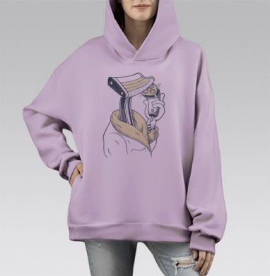 Ироничная иллюстрация: Бритвенный станок бреет электробритву, Hoodie Mono Fiolet, оверсайз, утепленная