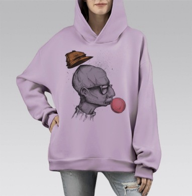 Жвачкамен, Hoodie Mono Fiolet, оверсайз, утепленная