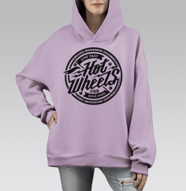 Hot wheels, Hoodie Mono Fiolet, оверсайз, утепленная