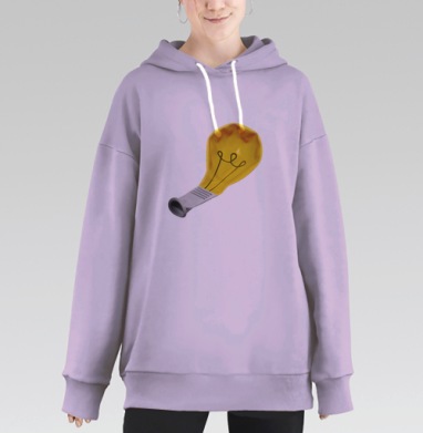 Сдулый желтый шарик в форме лампочки, Hoodie Long Oversize Fiolet