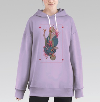 Скелет-маг с рогаткой и свечой в бирюзовой мантии, Hoodie Long Oversize Fiolet