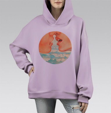 Калифорнийский кисс, Hoodie Mono Fiolet, оверсайз, утепленная