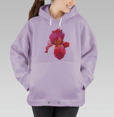 Яркий акварельный цветок ириса, Hoodie Oversize Fiolet