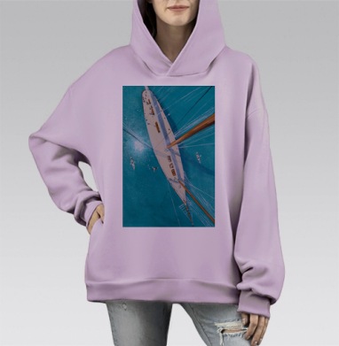 Каникулы на яхте, Hoodie Mono Fiolet, оверсайз, утепленная