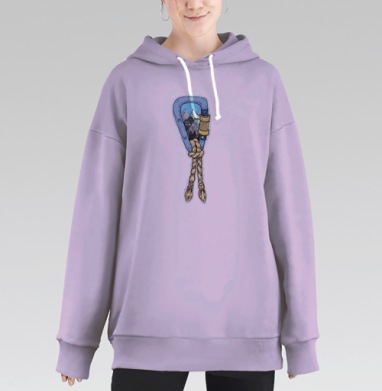 Альпинистский карабин с природным узором, Hoodie Long Oversize Fiolet