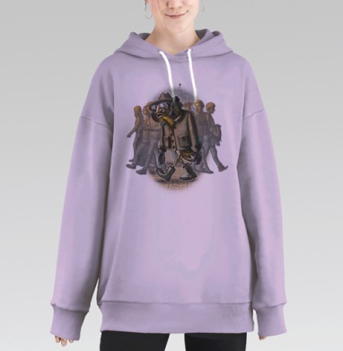 Рыба в пальто с телефоном в городе, Hoodie Long Oversize Fiolet