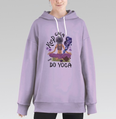 Астронавтка в позе лотоса с йогой в космосе, Hoodie Long Oversize Fiolet
