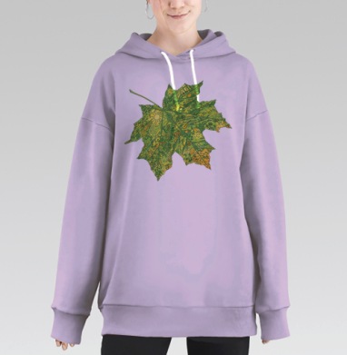 Кленовый лист карта летних осенних приключений и занятий, Hoodie Long Oversize Fiolet