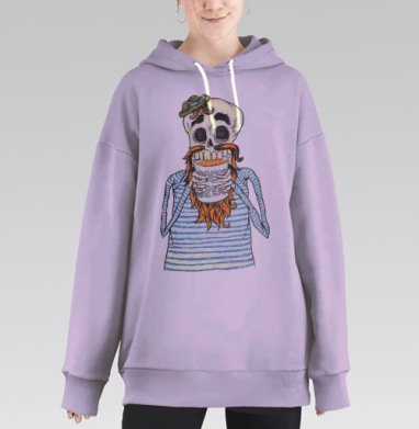 Скелет с кружкой «COFFEE BREAK» – ироничный кофе-брейк, Hoodie Long Oversize Fiolet